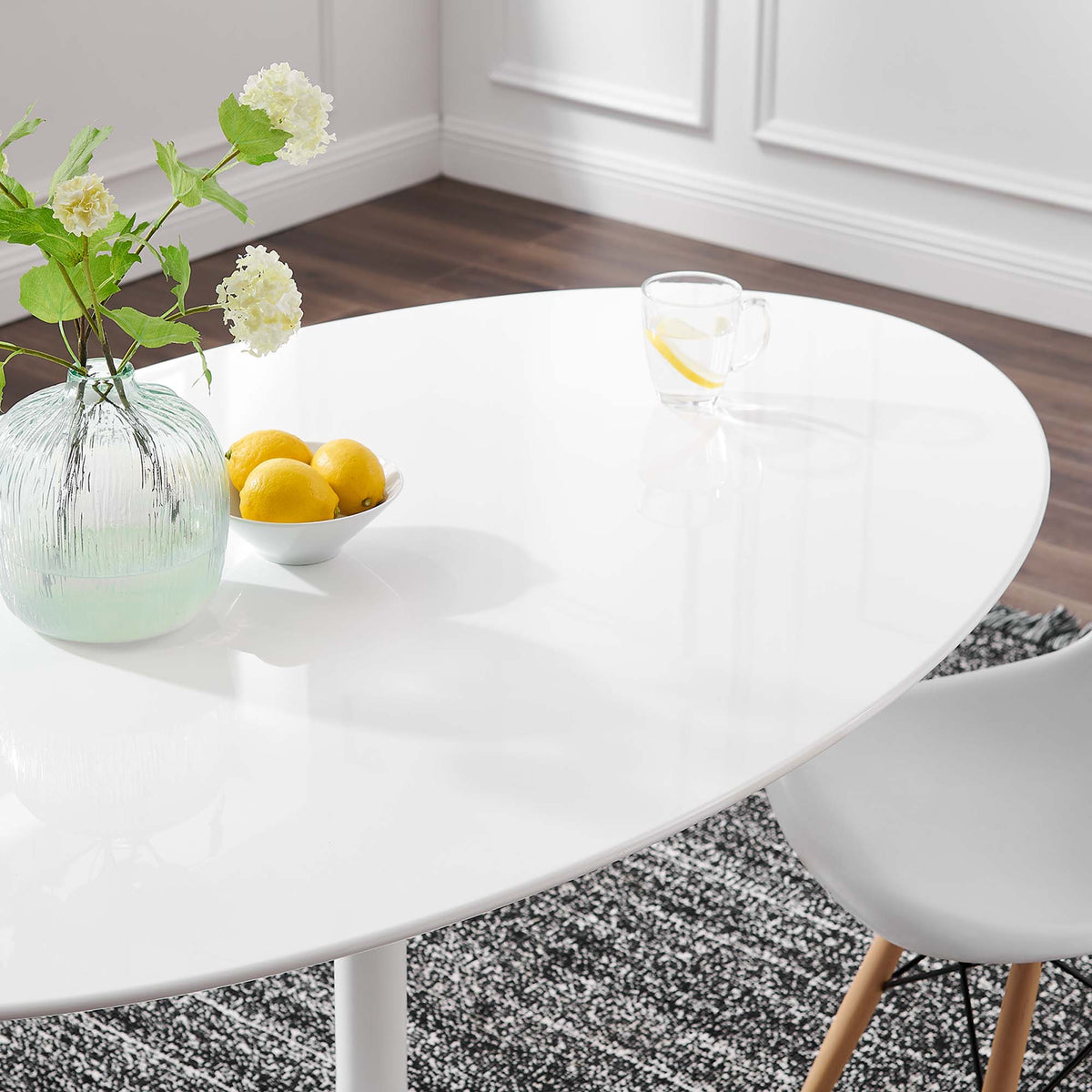 Lippa 60" Oval Wood Dining Table in White