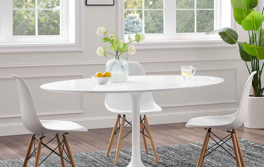 Lumen 60" Oval Wood Dining Table in White
