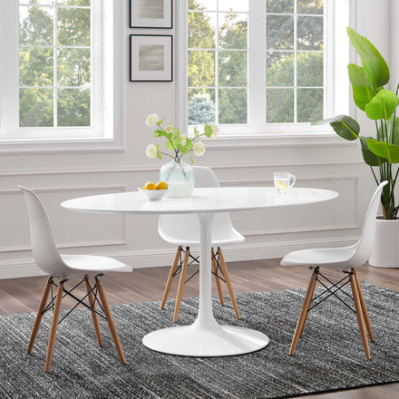Lippa 60" Oval Wood Dining Table in White