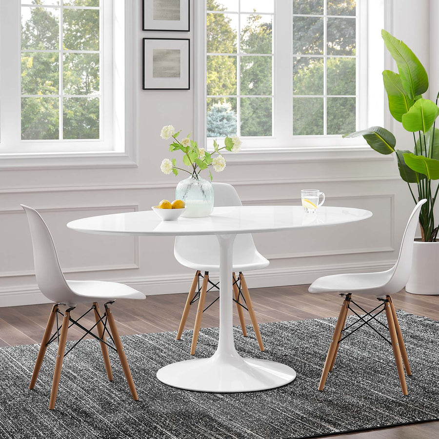Lumen 60" Oval Wood Dining Table in White