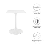 Lumen 24" Square Wood Dining Table in White