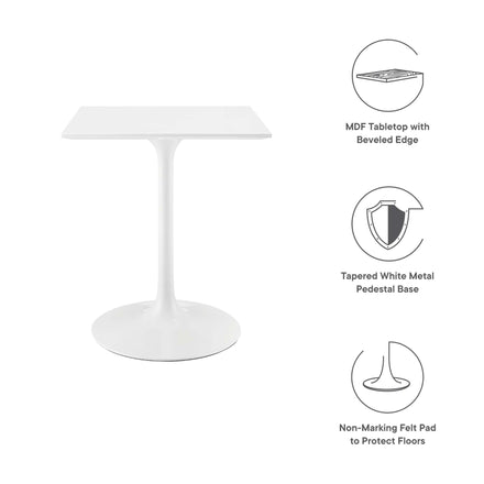 Lippa 24" Square Wood Dining Table in White