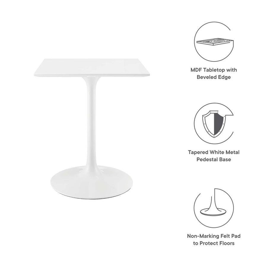 Lumen 24" Square Wood Dining Table in White