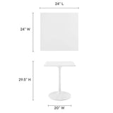 Lumen 24" Square Wood Dining Table in White