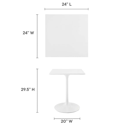 Lippa 24" Square Wood Dining Table in White