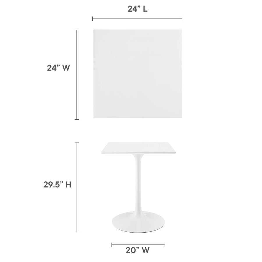 Lumen 24" Square Wood Dining Table in White