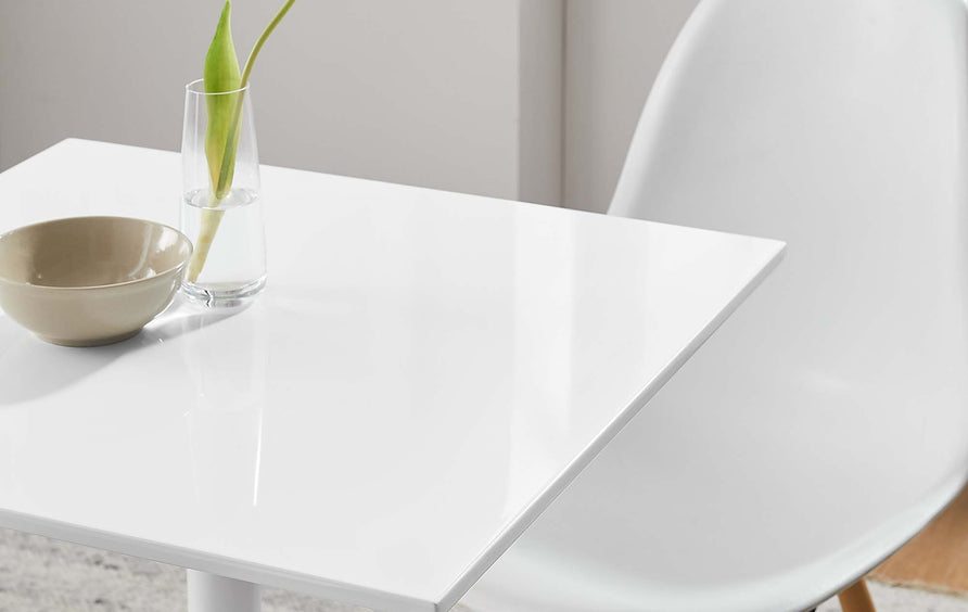 Lumen 24" Square Wood Dining Table in White