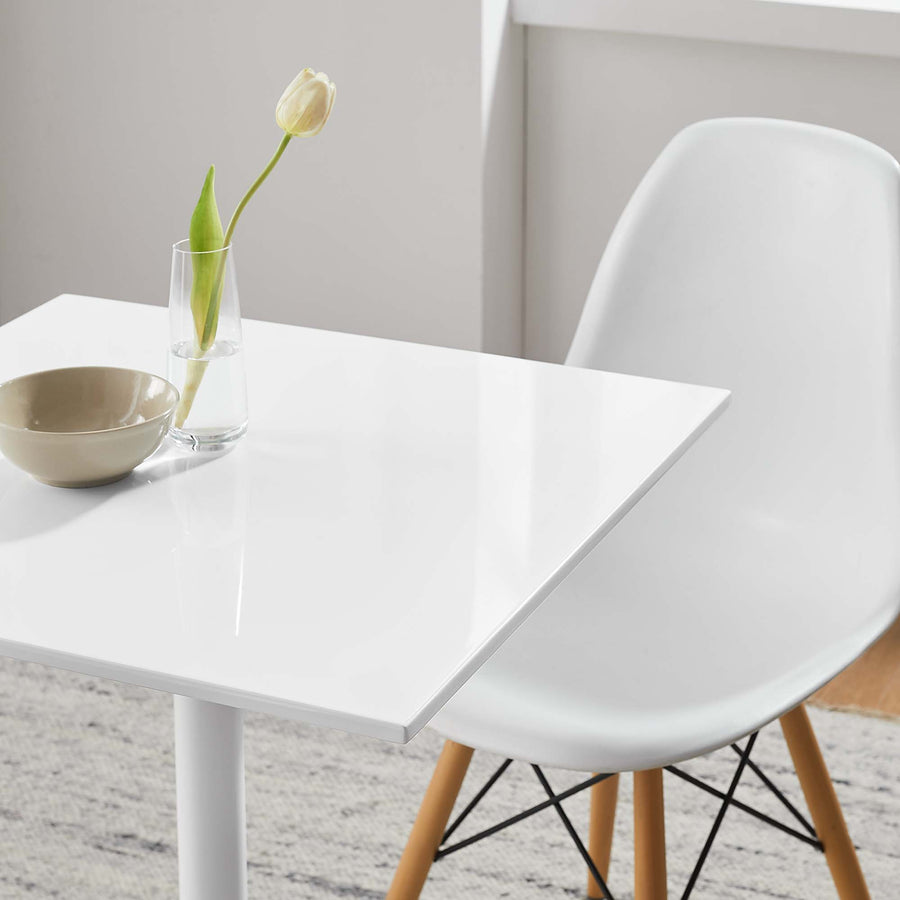 Lumen 24" Square Wood Dining Table in White