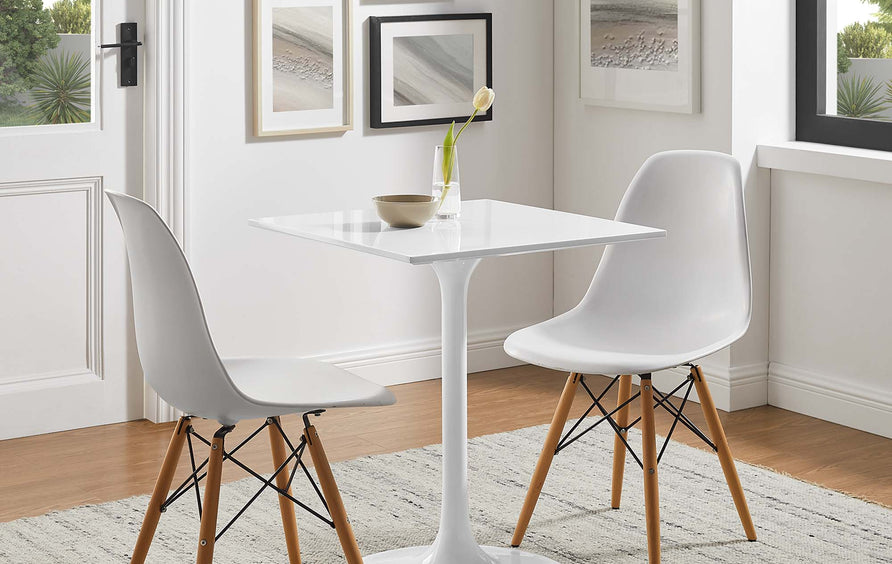 Lumen 24" Square Wood Dining Table in White