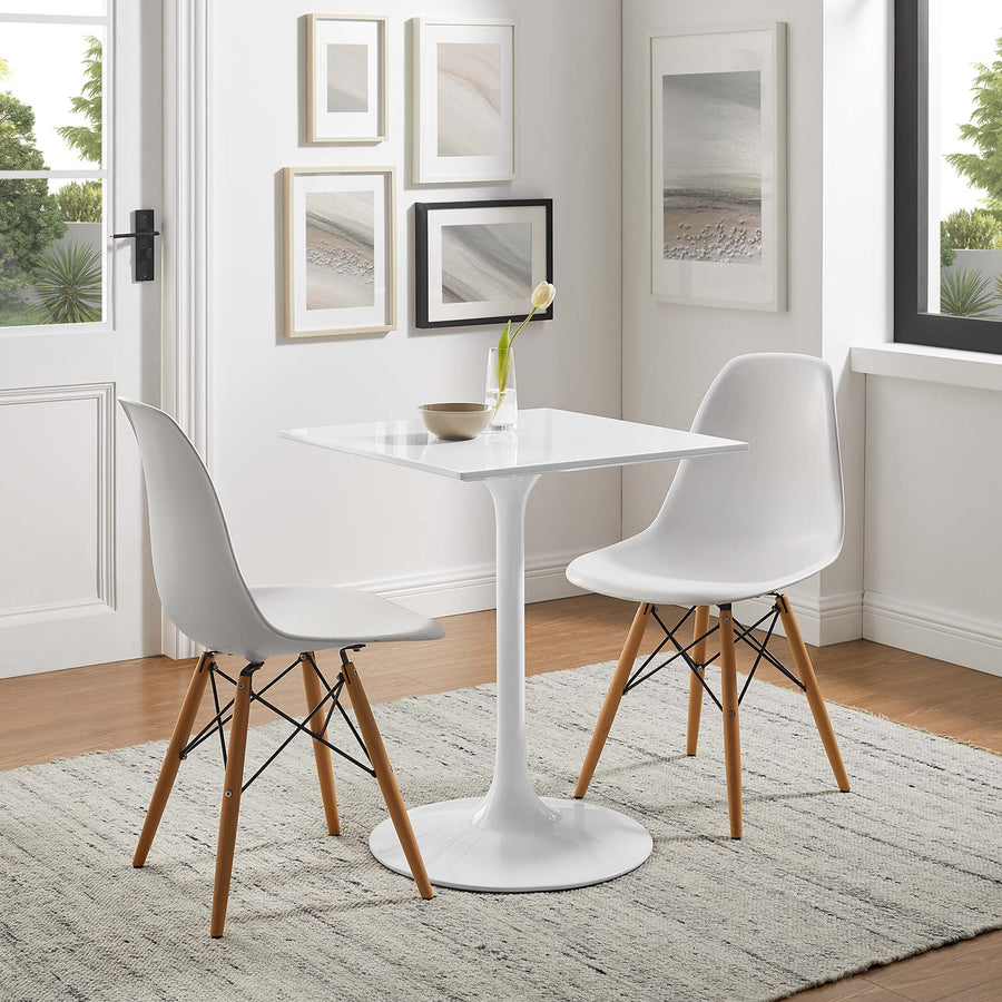 Lumen 24" Square Wood Dining Table in White