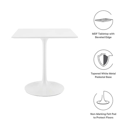 Lippa 28" Square Wood Dining Table in White