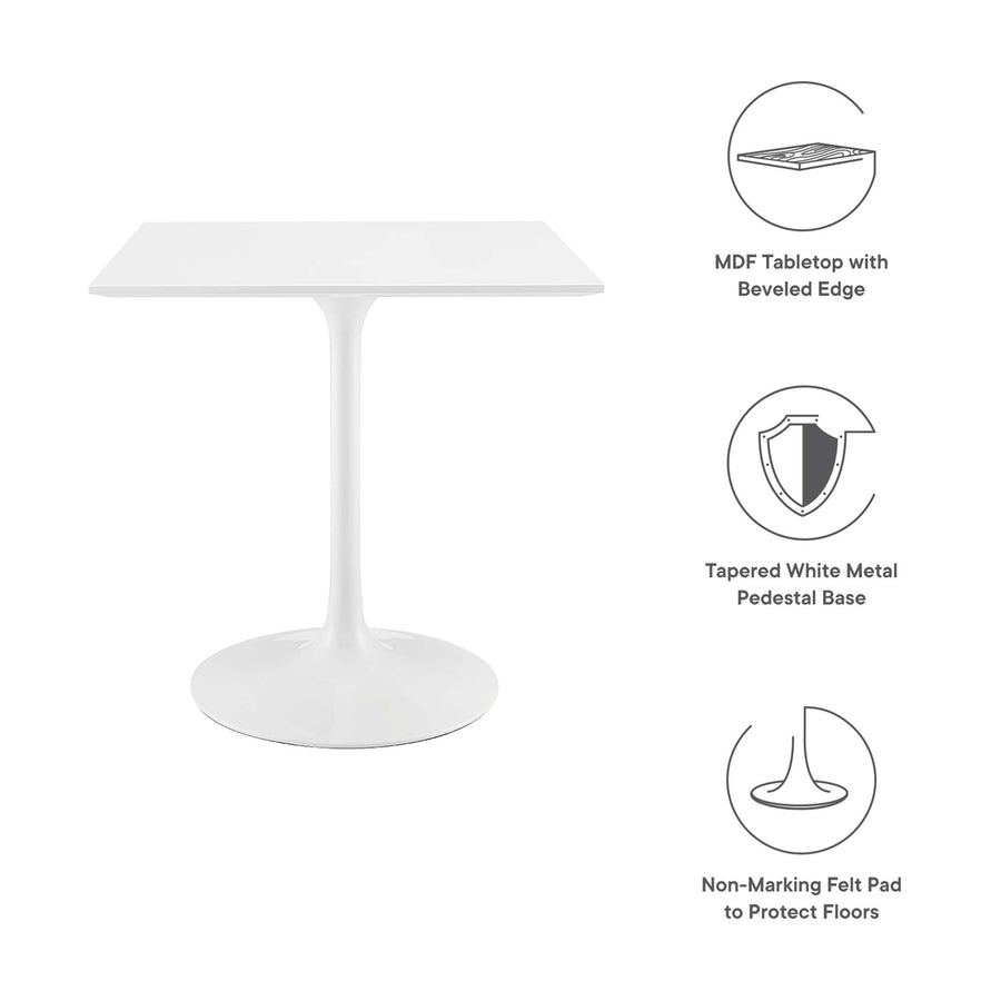 Lumen 28" Square Wood Dining Table in White