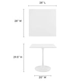 Lumen 28" Square Wood Dining Table in White