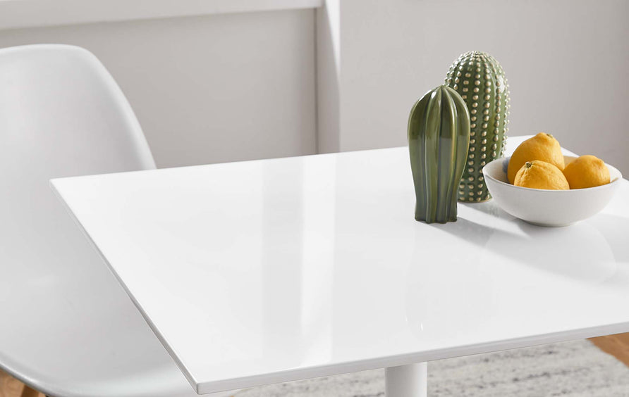 Lumen 28" Square Wood Dining Table in White