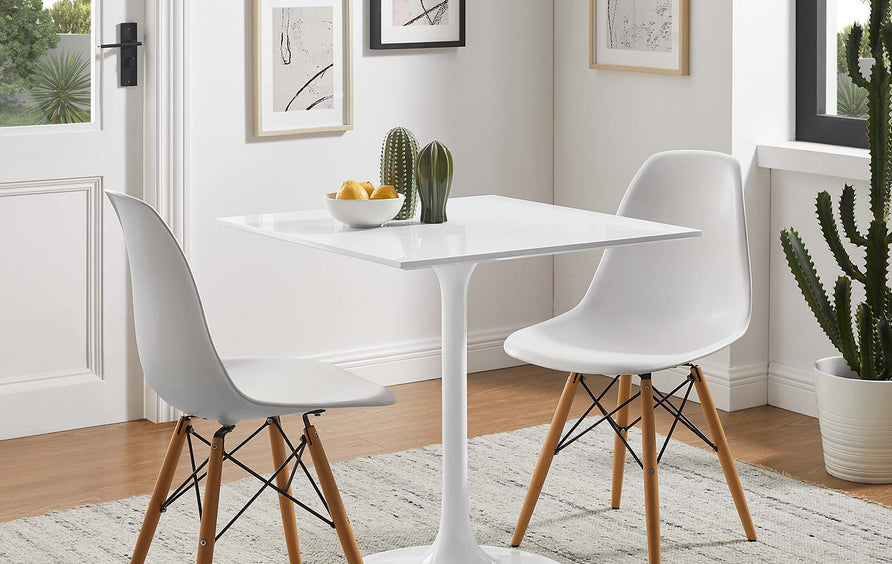 Lumen 28" Square Wood Dining Table in White
