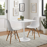 Lumen 28" Square Wood Dining Table in White