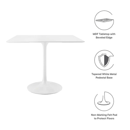 Lippa 36" Square Wood Dining Table in White