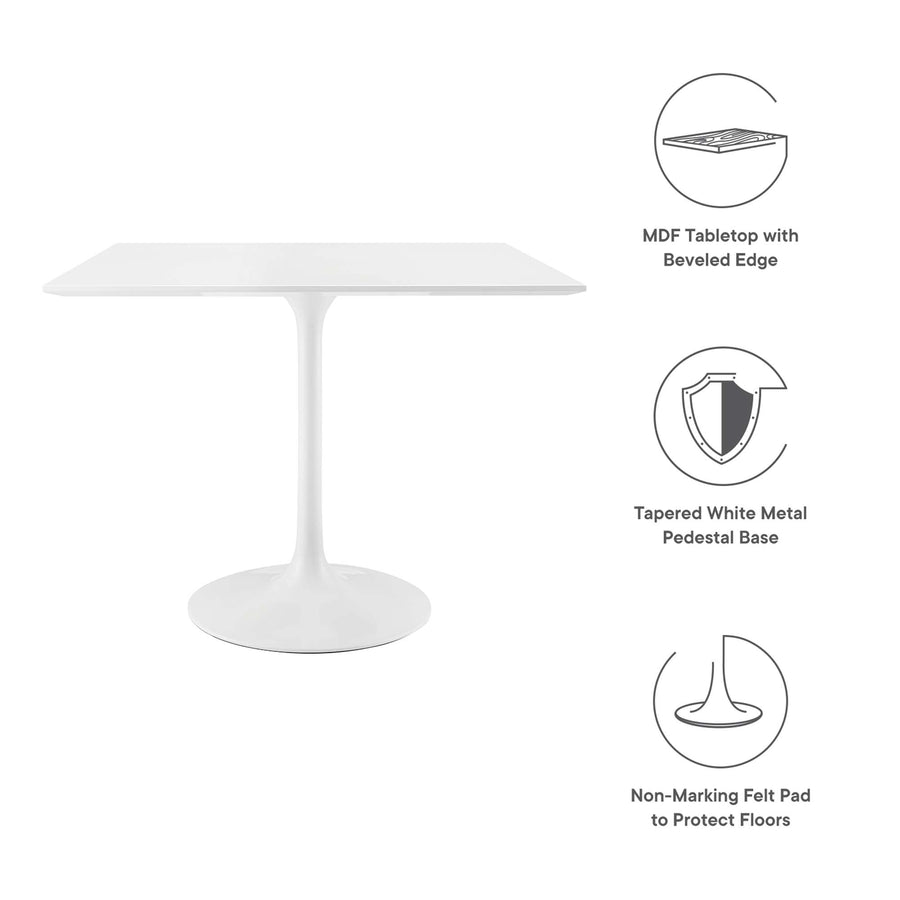 Lumen 36" Square Wood Dining Table in White