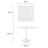 Lumen 36" Square Wood Dining Table in White