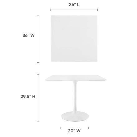 Lippa 36" Square Wood Dining Table in White