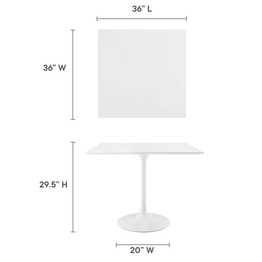 Lumen 36" Square Wood Dining Table in White