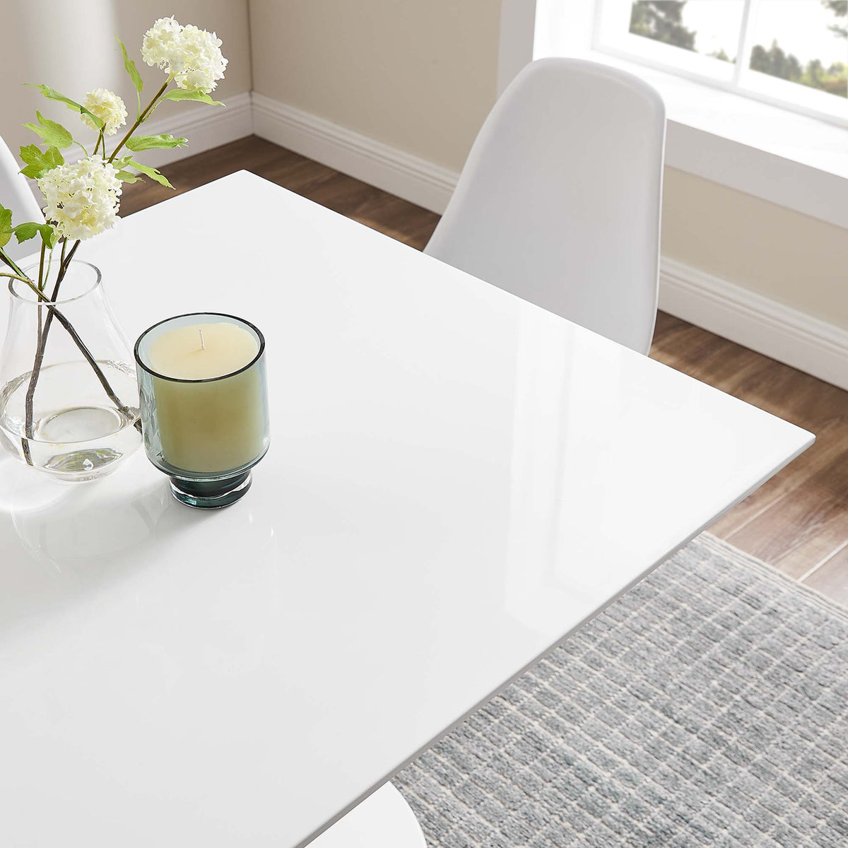 Lippa 36" Square Wood Dining Table in White