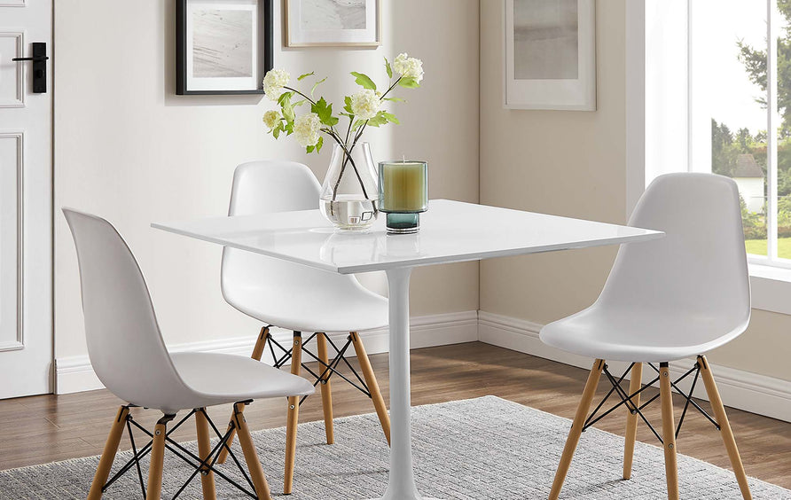 Lumen 36" Square Wood Dining Table in White