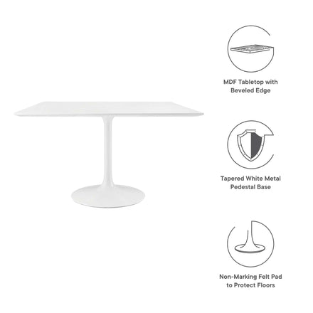 Lippa 48" Square Wood Dining Table in White