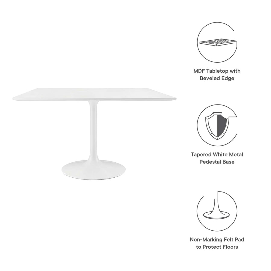 Lumen 48" Square Wood Dining Table in White