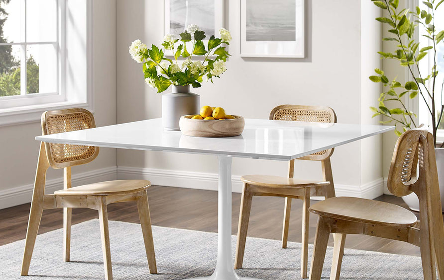 Lumen 48" Square Wood Dining Table in White