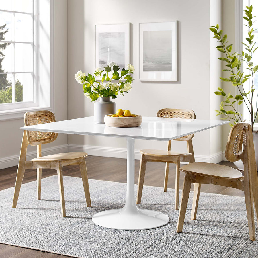 Lumen 48" Square Wood Dining Table in White