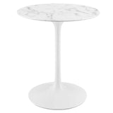 Lumen 28" Round Faux Marble Dining Table in White