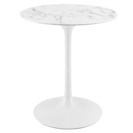 Lippa 28" Round Faux Marble Dining Table in White