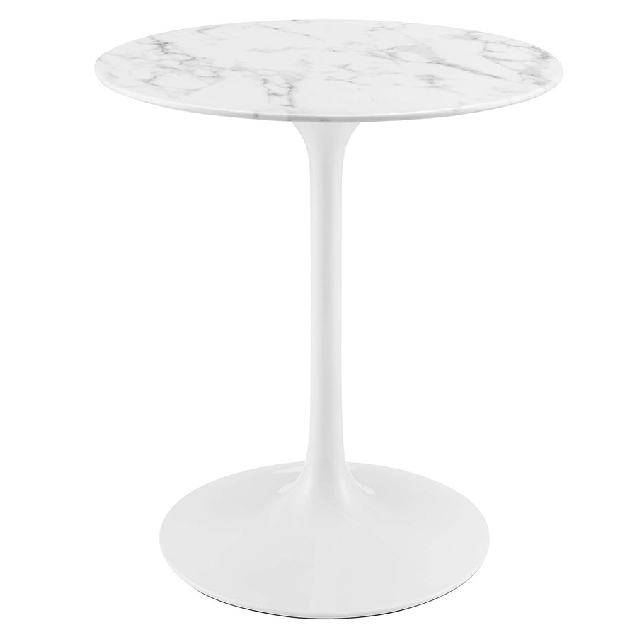 Lumen 28" Round Faux Marble Dining Table in White