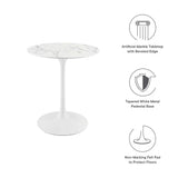 Lumen 28" Round Faux Marble Dining Table in White