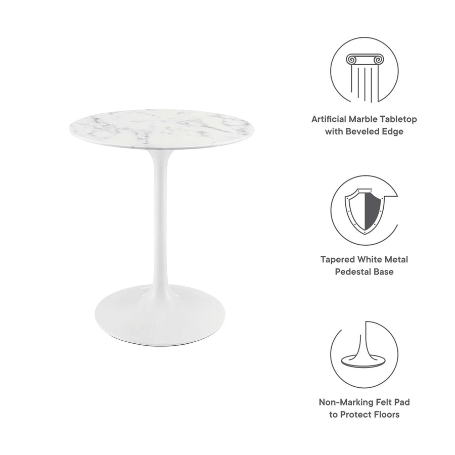 Lumen 28" Round Faux Marble Dining Table in White