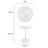 Lumen 28" Round Faux Marble Dining Table in White