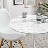 Lumen 28" Round Faux Marble Dining Table in White