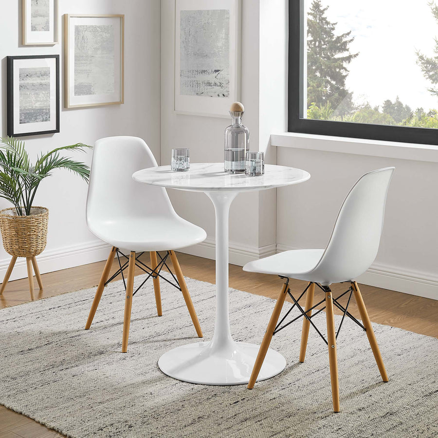 Lumen 28" Round Faux Marble Dining Table in White