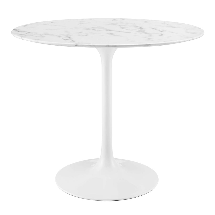 Lumen 36" Round Faux Marble Dining Table in White