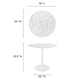 Lumen 36" Round Faux Marble Dining Table in White
