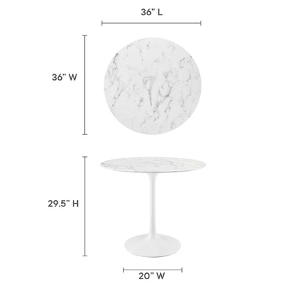 Lippa 36" Round Faux Marble Dining Table by Furniture For America