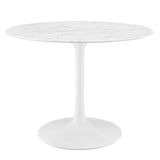 Lumen 40" Round Faux Marble Dining Table in White