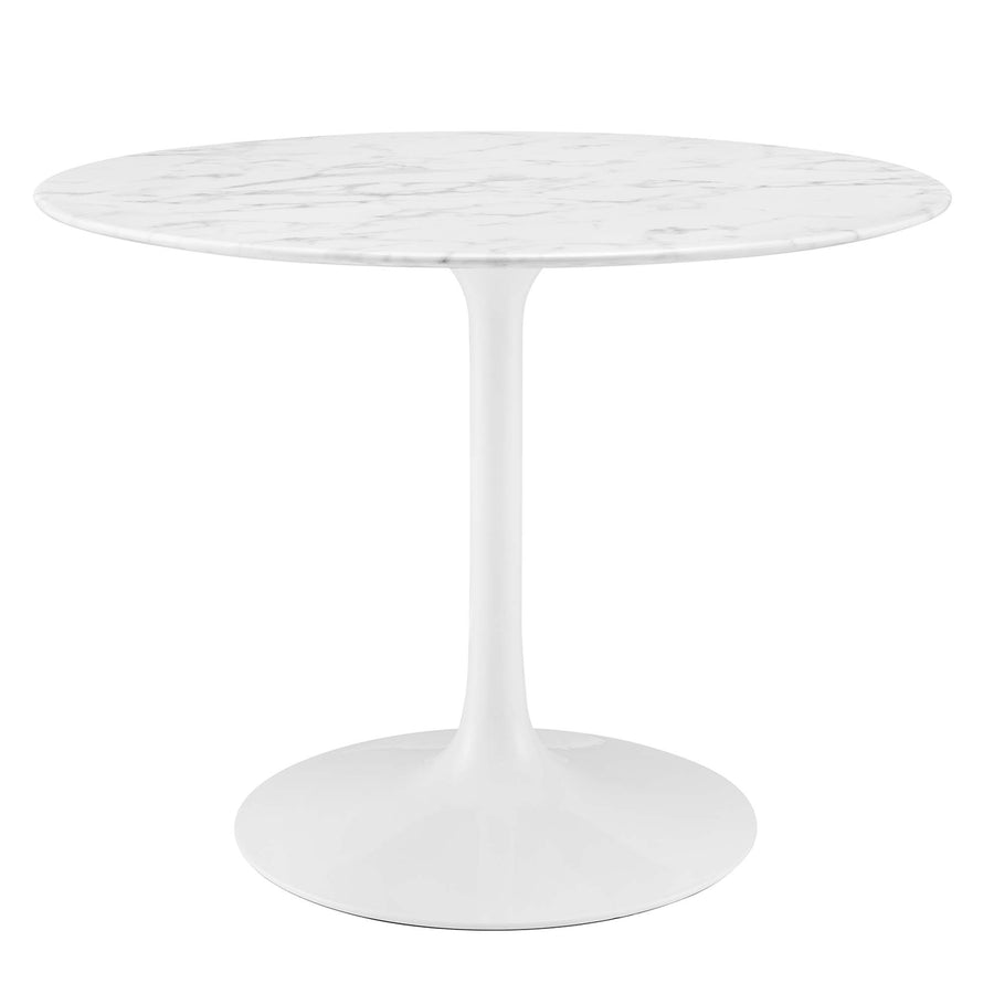 Lumen 40" Round Faux Marble Dining Table in White