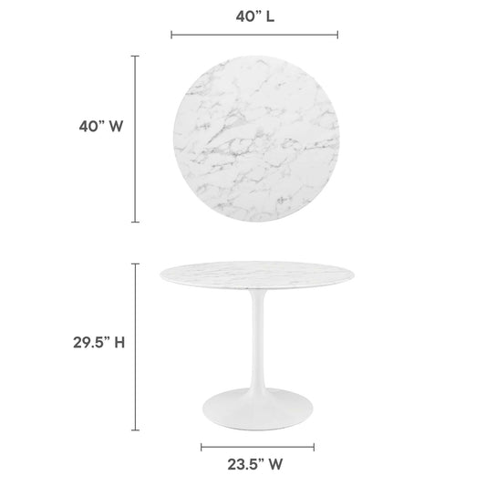 Lippa 40" Round Faux Marble Dining Table by Furniture For America