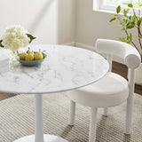Lumen 40" Round Faux Marble Dining Table in White