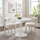 Lumen 40" Round Faux Marble Dining Table in White