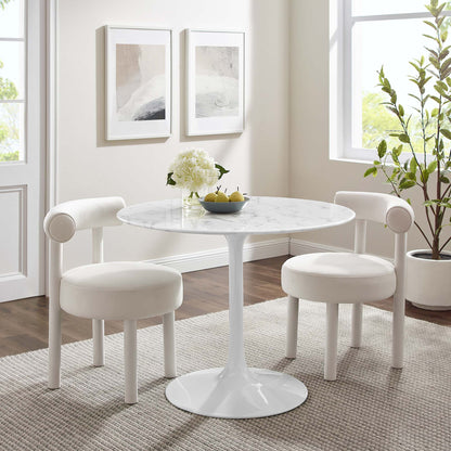 Lippa 40" Round Faux Marble Dining Table by Furniture For America