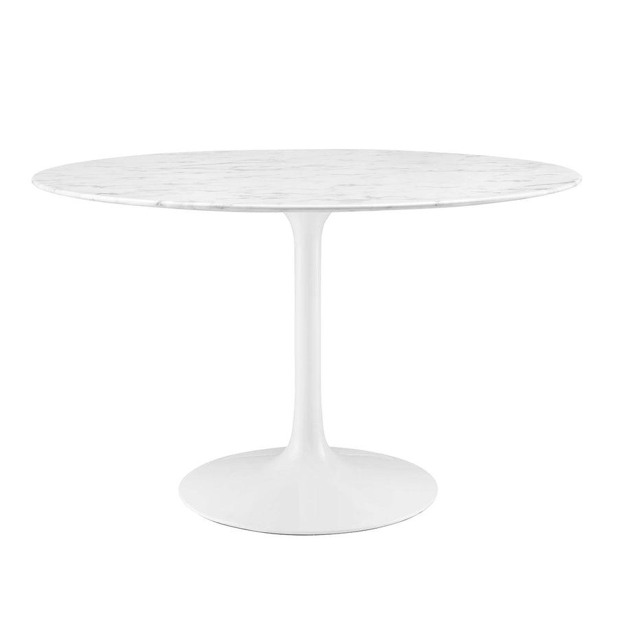 Lumen 48" Round Faux Marble Dining Table in White