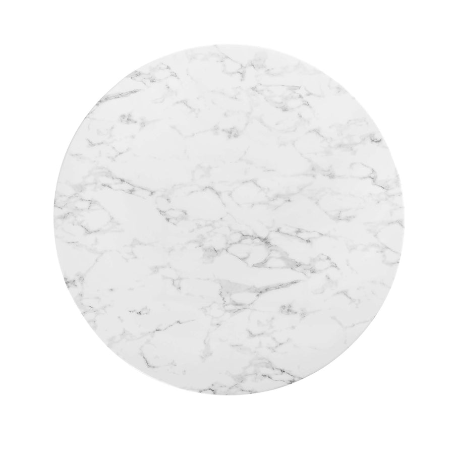 Lumen 48" Round Faux Marble Dining Table in White